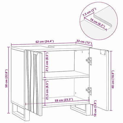 vidaXL Waschbeckenschrank mit Tür Braun 62 x 33 x 58 cm Holzwerkstoff