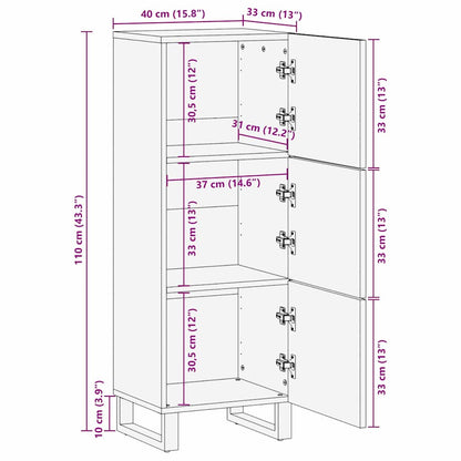 Hochboard Braun 40 x 33 x 110 cm massives Mangoholz