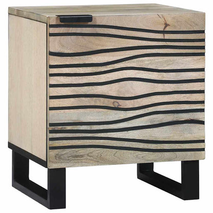 vidaXL Nachttisch Weiß und Schwarz 40 x 33 x 46 cm Massivholz Akazie