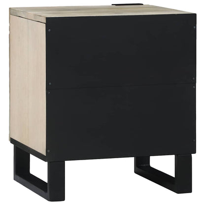 vidaXL Nachttisch Weiß und Schwarz 40 x 33 x 46 cm Massivholz Akazie