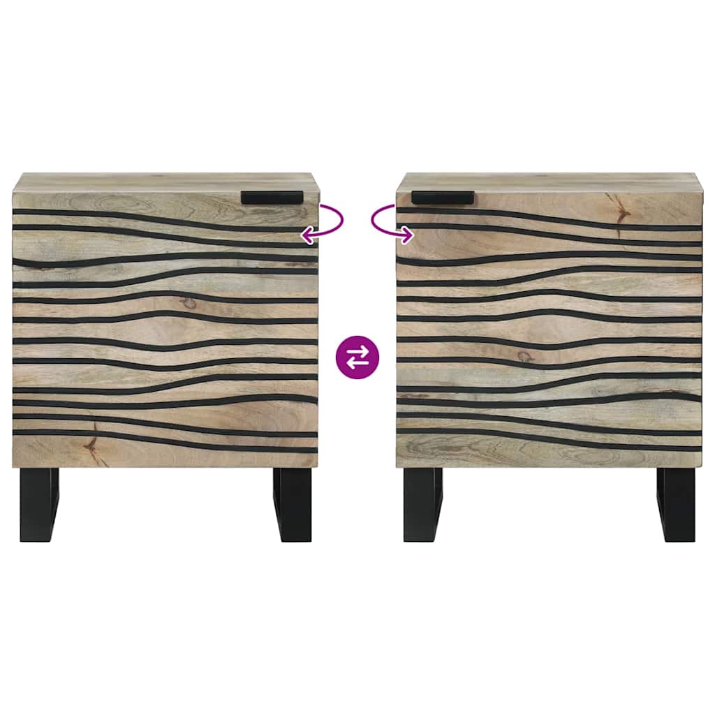 vidaXL Nachttisch Weiß und Schwarz 40 x 33 x 46 cm Massivholz Akazie
