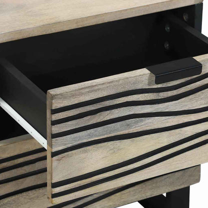 vidaXL Nachttisch Weiß und Schwarz 40 x 33 x 46 cm Massivholz Akazie