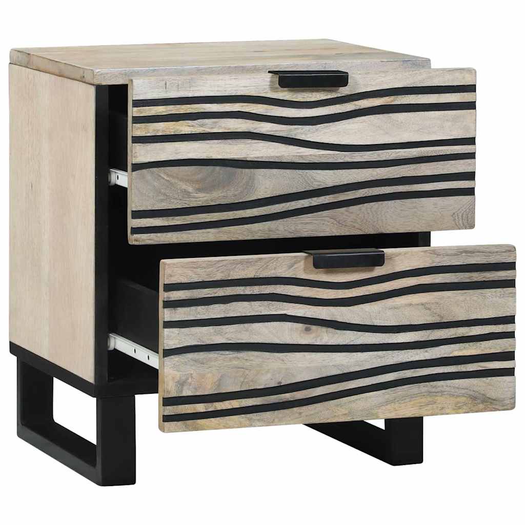 vidaXL Nachttisch Weiß und Schwarz 40 x 33 x 46 cm Massivholz Akazie