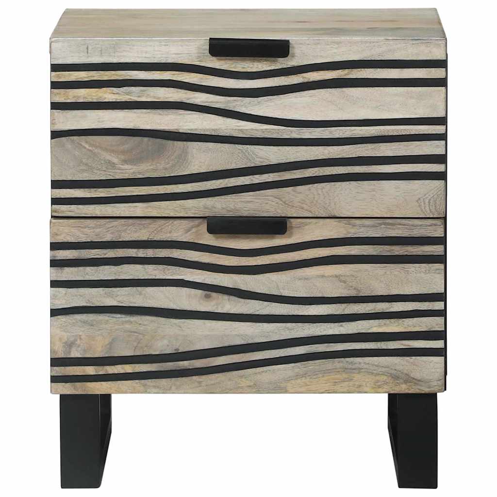 vidaXL Nachttisch Weiß und Schwarz 40 x 33 x 46 cm Massivholz Akazie