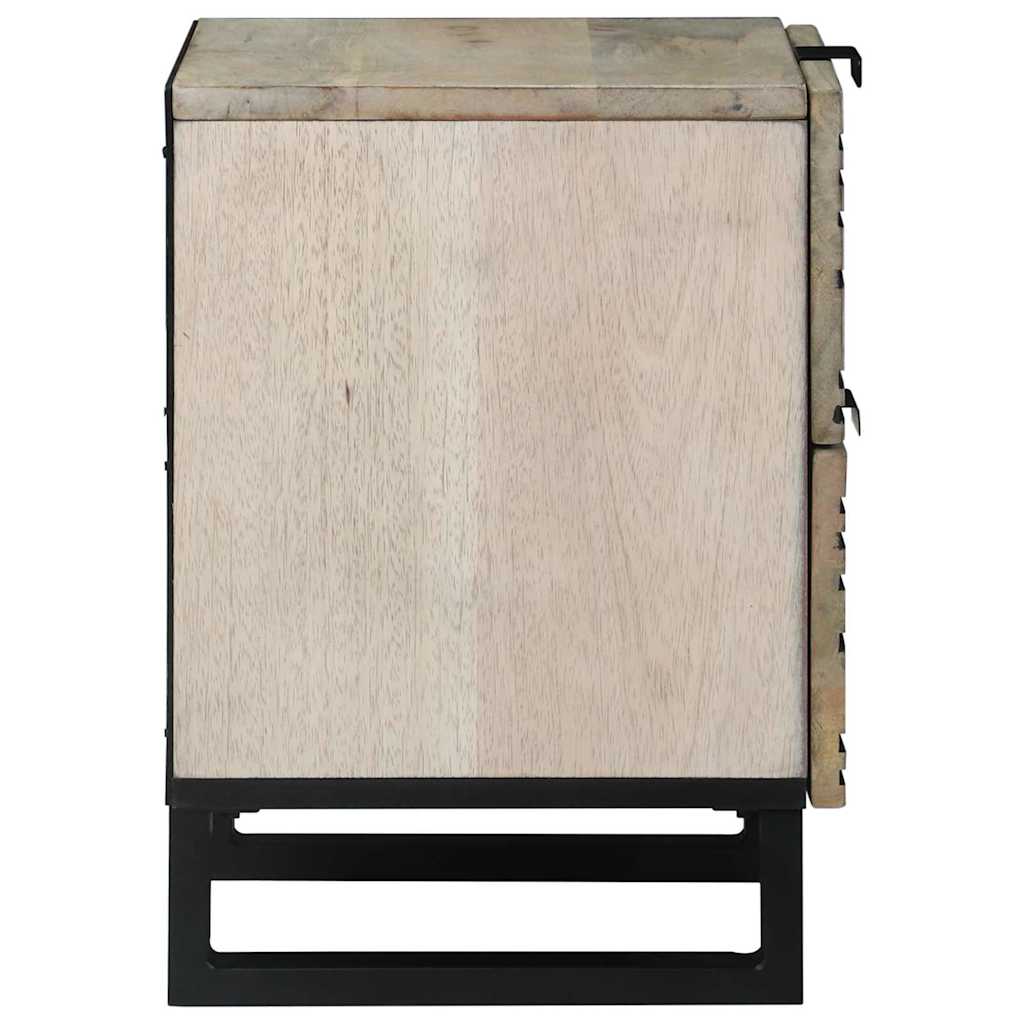 vidaXL Nachttisch Weiß und Schwarz 40 x 33 x 46 cm Massivholz Akazie