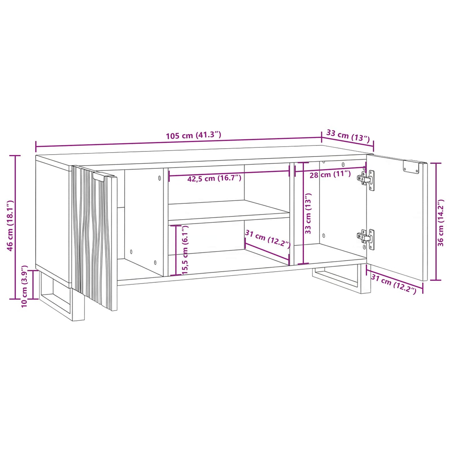 vidaXL TV-Einheiten Weiß 105 x 33 x 46 cm Holzwerkstoff