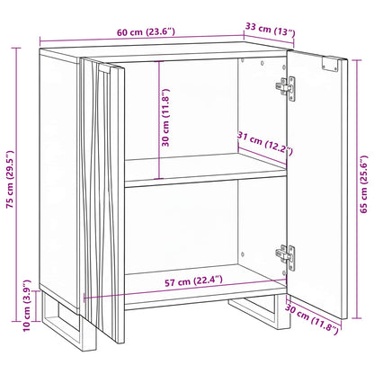 Sideboard Weiß 60 x 33,5 x 75 cm Massivholz Mango