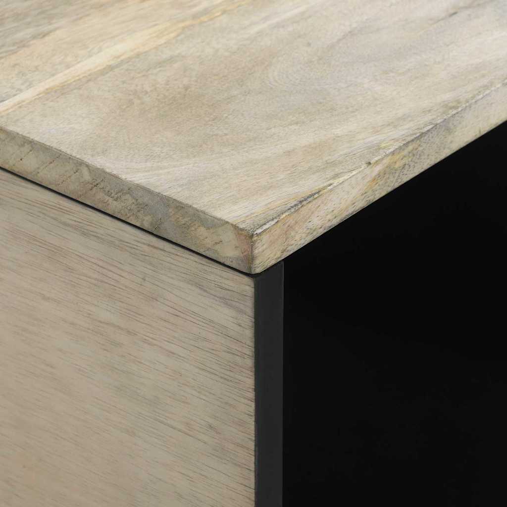 vidaXL Couchtisch Beige und Schwarz 80 x 50 x 40 cm Massivholz Akazie