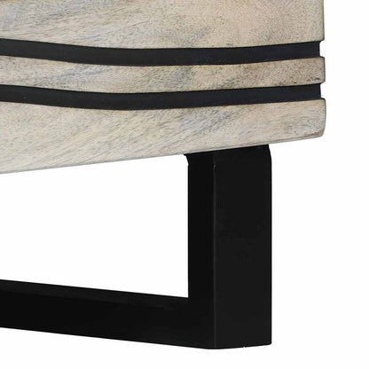 vidaXL Couchtisch Beige und Schwarz 80 x 50 x 40 cm Massivholz Akazie