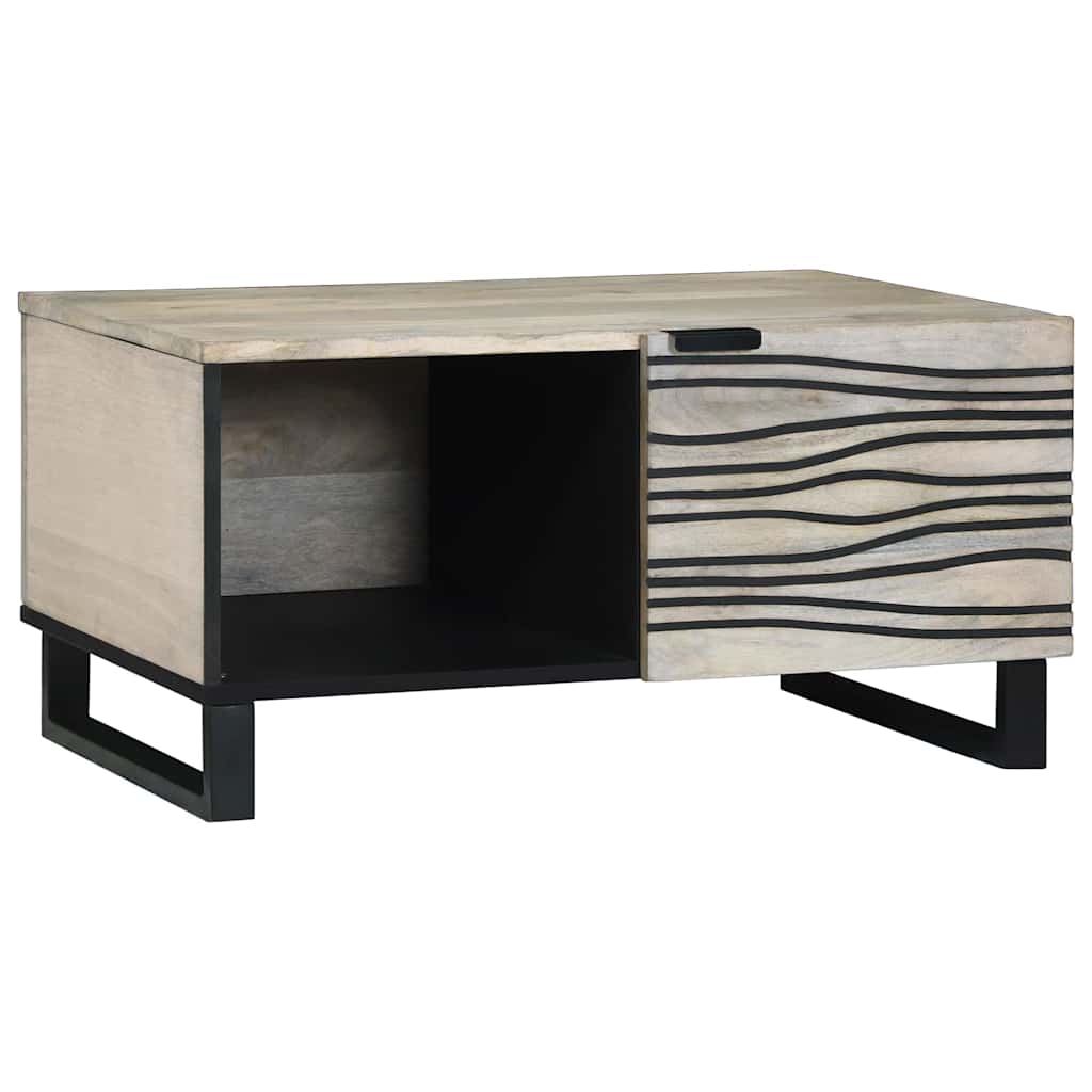 vidaXL Couchtisch Beige und Schwarz 80 x 50 x 40 cm Massivholz Akazie