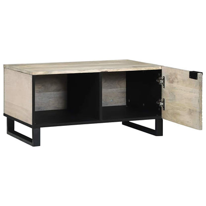 vidaXL Couchtisch Beige und Schwarz 80 x 50 x 40 cm Massivholz Akazie