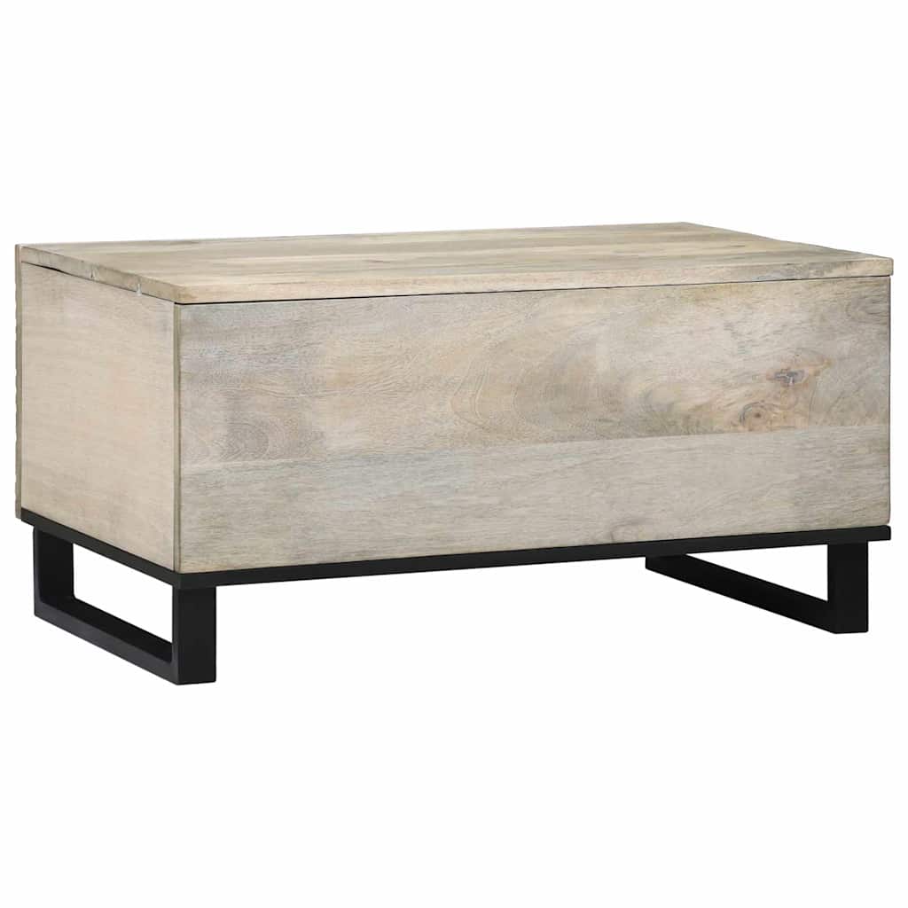 vidaXL Couchtisch Beige und Schwarz 80 x 50 x 40 cm Massivholz Akazie