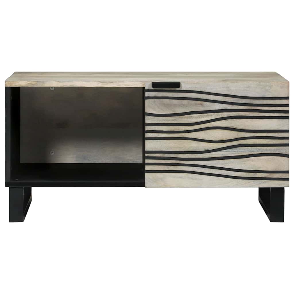vidaXL Couchtisch Beige und Schwarz 80 x 50 x 40 cm Massivholz Akazie