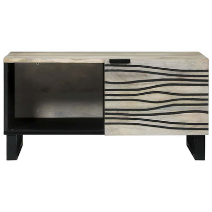 vidaXL Couchtisch Beige und Schwarz 80 x 50 x 40 cm Massivholz Akazie
