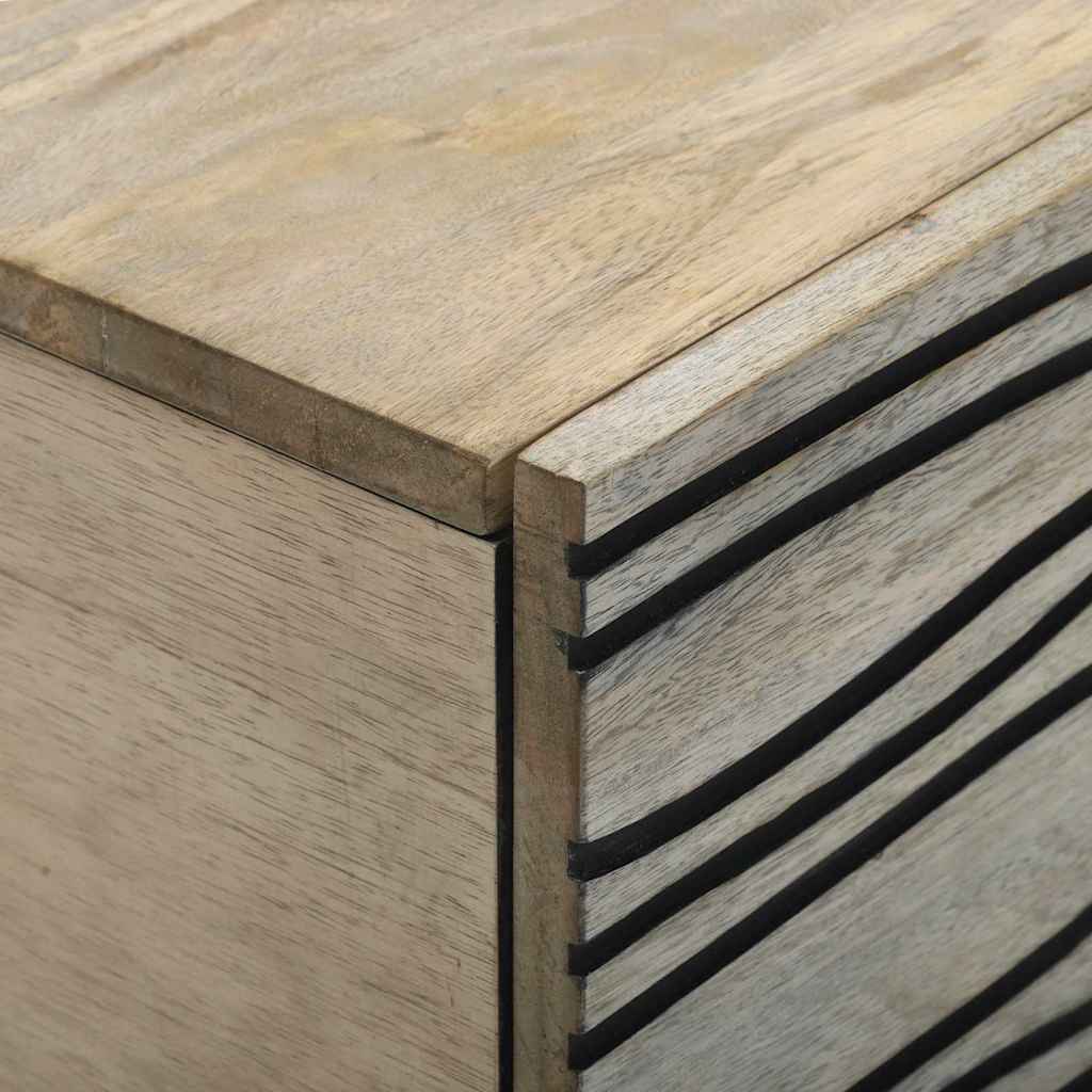 vidaXL Couchtisch Beige und Schwarz 80 x 50 x 40 cm Massivholz Akazie