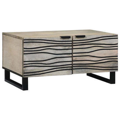 vidaXL Couchtisch Beige und Schwarz 80 x 50 x 40 cm Massivholz Akazie