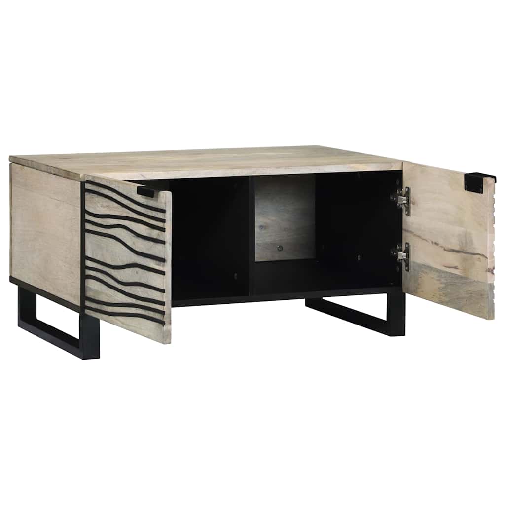 vidaXL Couchtisch Beige und Schwarz 80 x 50 x 40 cm Massivholz Akazie