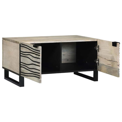 vidaXL Couchtisch Beige und Schwarz 80 x 50 x 40 cm Massivholz Akazie