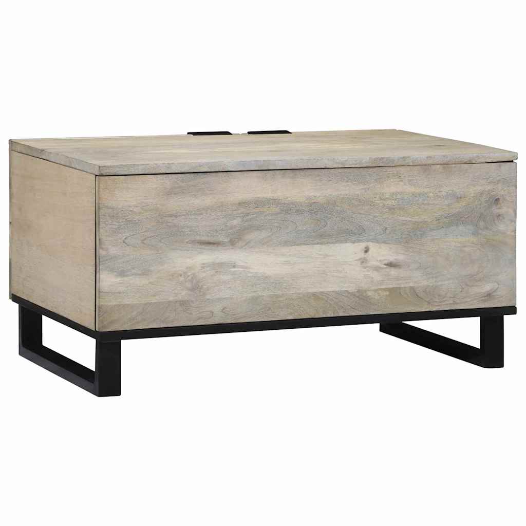 vidaXL Couchtisch Beige und Schwarz 80 x 50 x 40 cm Massivholz Akazie