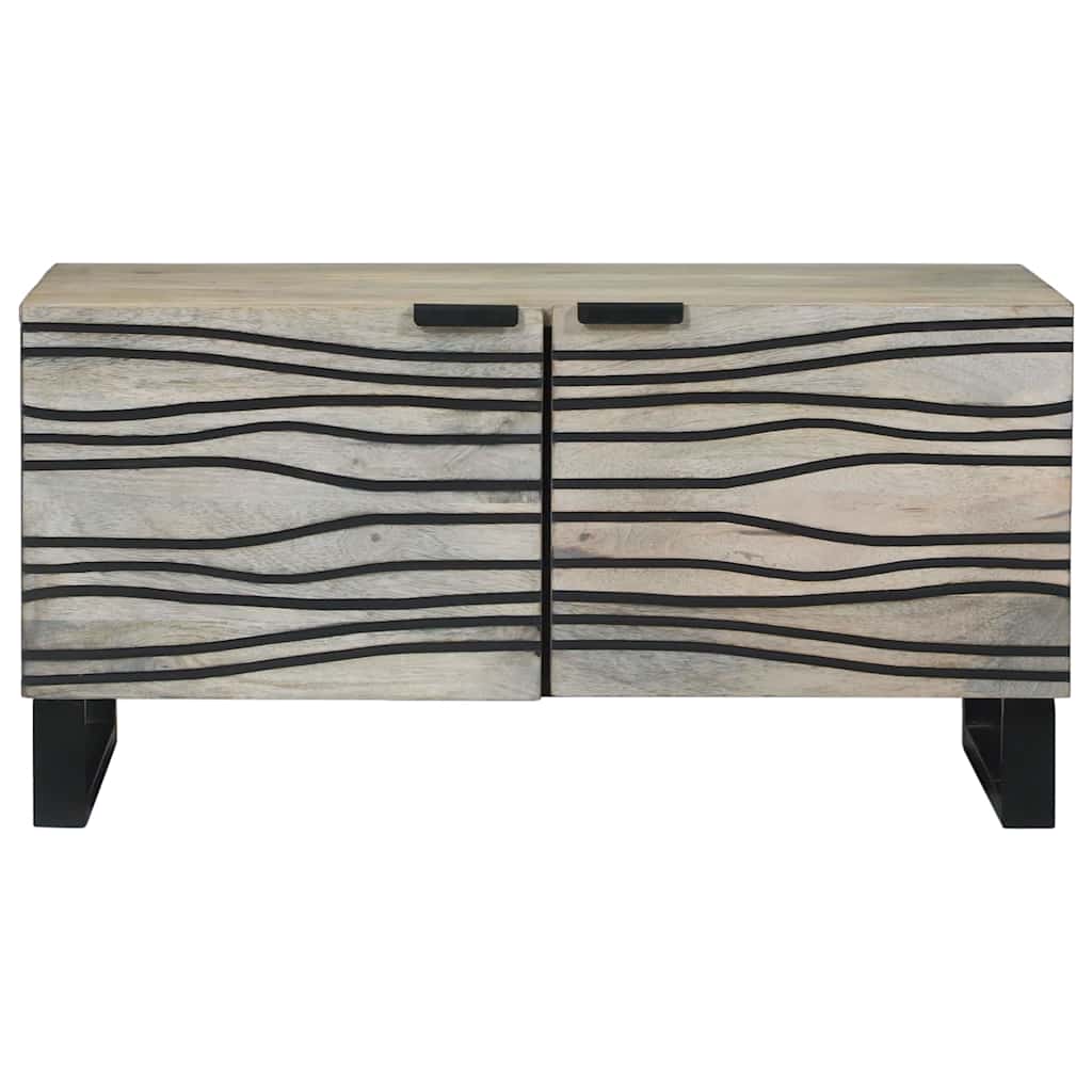 vidaXL Couchtisch Beige und Schwarz 80 x 50 x 40 cm Massivholz Akazie