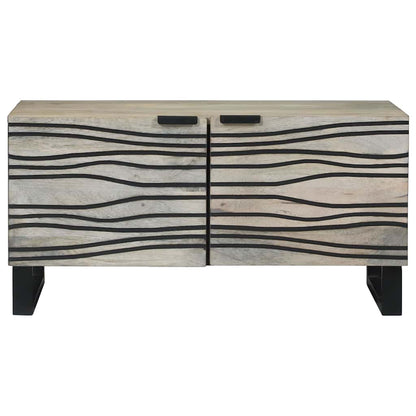 vidaXL Couchtisch Beige und Schwarz 80 x 50 x 40 cm Massivholz Akazie