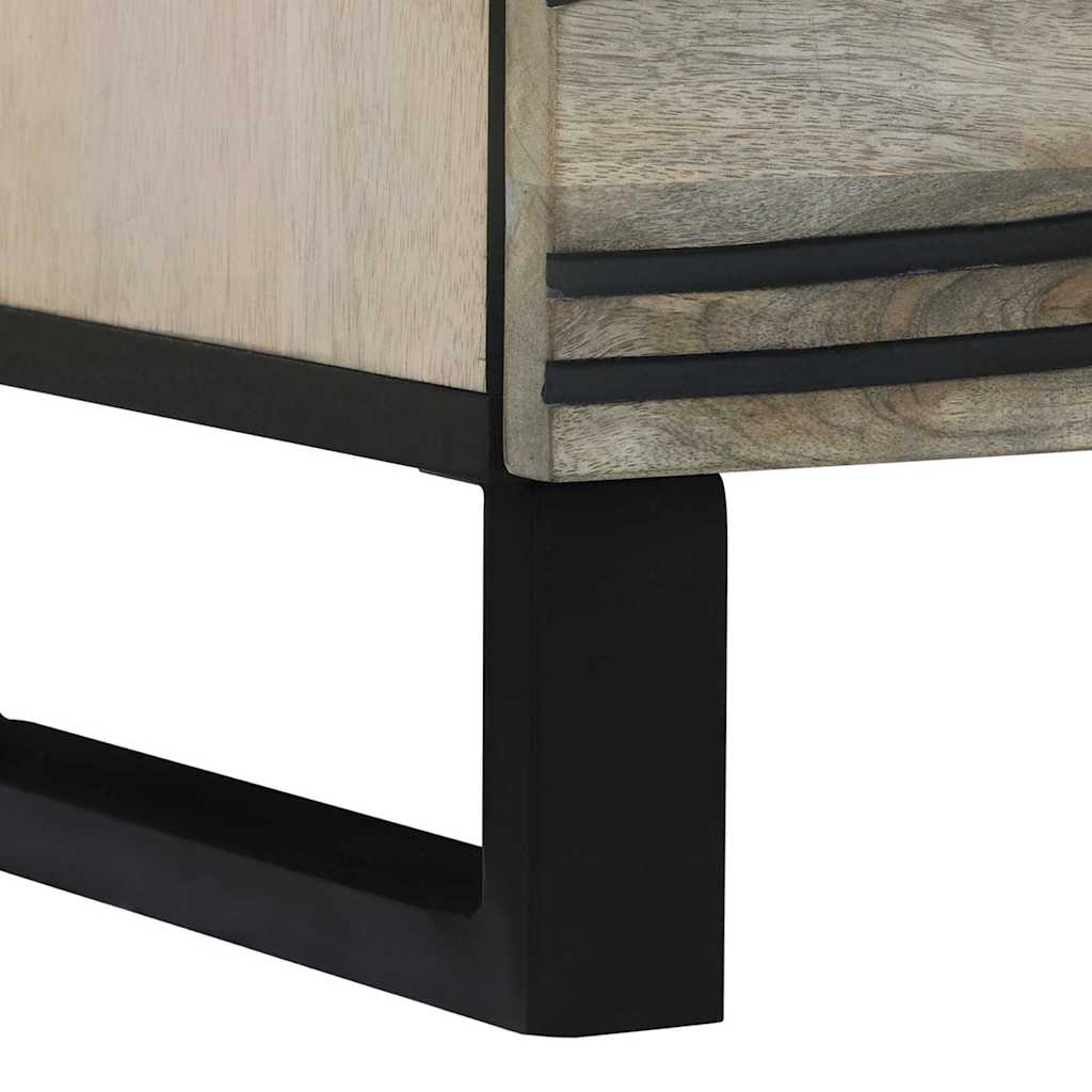vidaXL Nachttisch Weiß und Schwarz 40 x 33 x 46 cm Massivholz Akazie