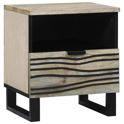 vidaXL Nachttisch Weiß und Schwarz 40 x 33 x 46 cm Massivholz Akazie