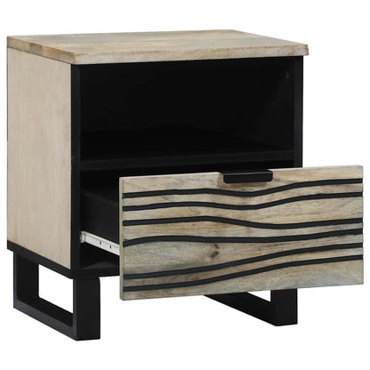 vidaXL Nachttisch Weiß und Schwarz 40 x 33 x 46 cm Massivholz Akazie