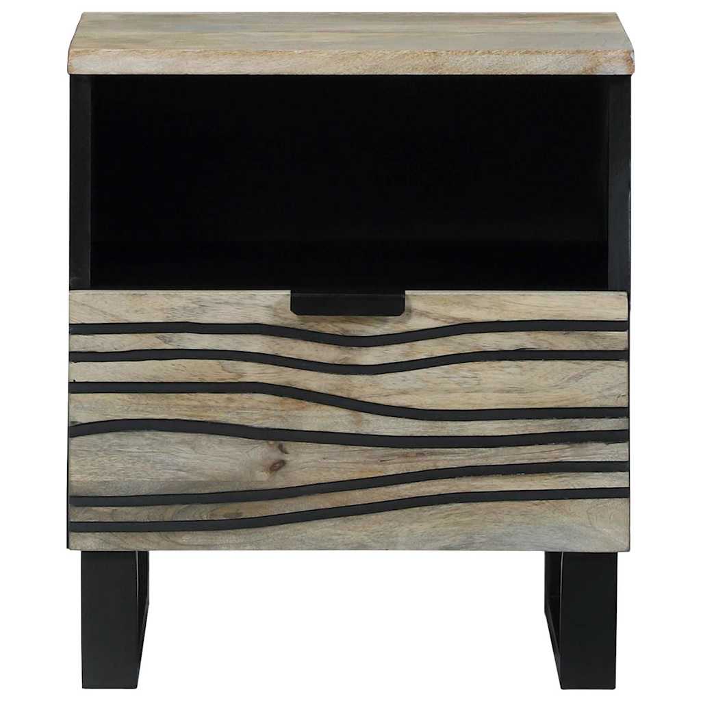 vidaXL Nachttisch Weiß und Schwarz 40 x 33 x 46 cm Massivholz Akazie