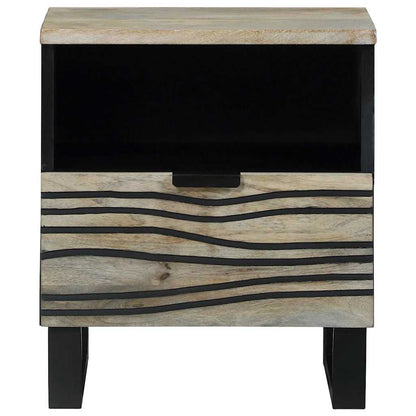 vidaXL Nachttisch Weiß und Schwarz 40 x 33 x 46 cm Massivholz Akazie