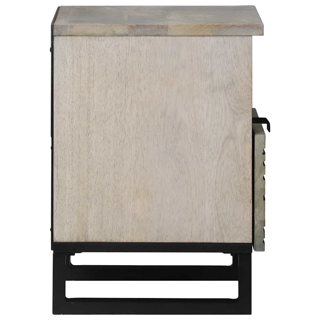 vidaXL Nachttisch Weiß und Schwarz 40 x 33 x 46 cm Massivholz Akazie
