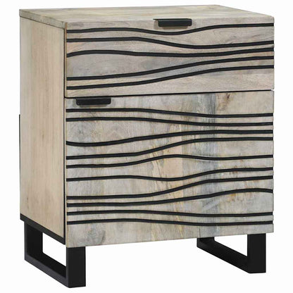 vidaXL Nachttisch Weiß und Schwarz 50 x 33 x 60 cm Massivholz Akazie