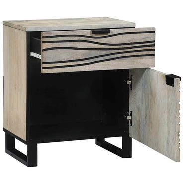 vidaXL Nachttisch Weiß und Schwarz 50 x 33 x 60 cm Massivholz Akazie