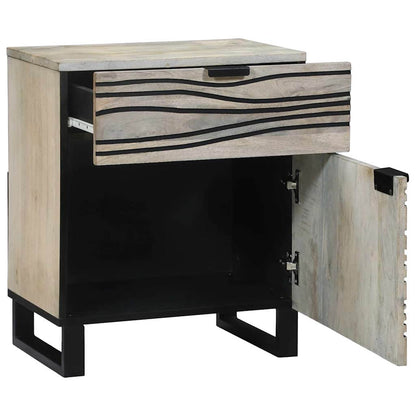 vidaXL Nachttisch Weiß und Schwarz 50 x 33 x 60 cm Massivholz Akazie