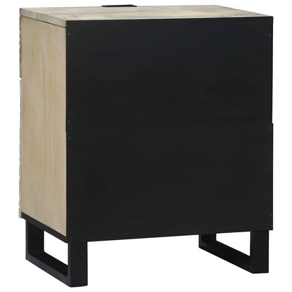 vidaXL Nachttisch Weiß und Schwarz 50 x 33 x 60 cm Massivholz Akazie