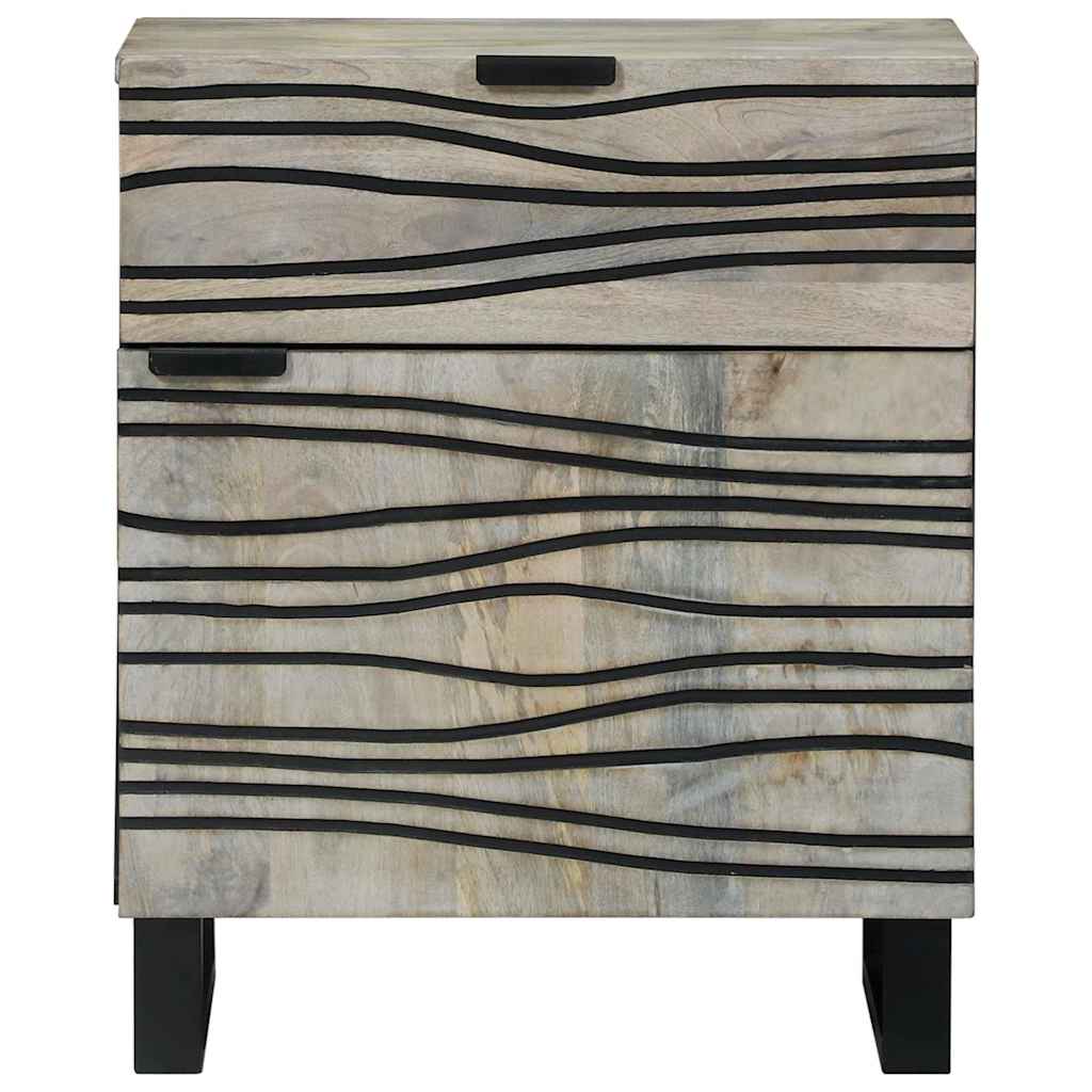 vidaXL Nachttisch Weiß und Schwarz 50 x 33 x 60 cm Massivholz Akazie