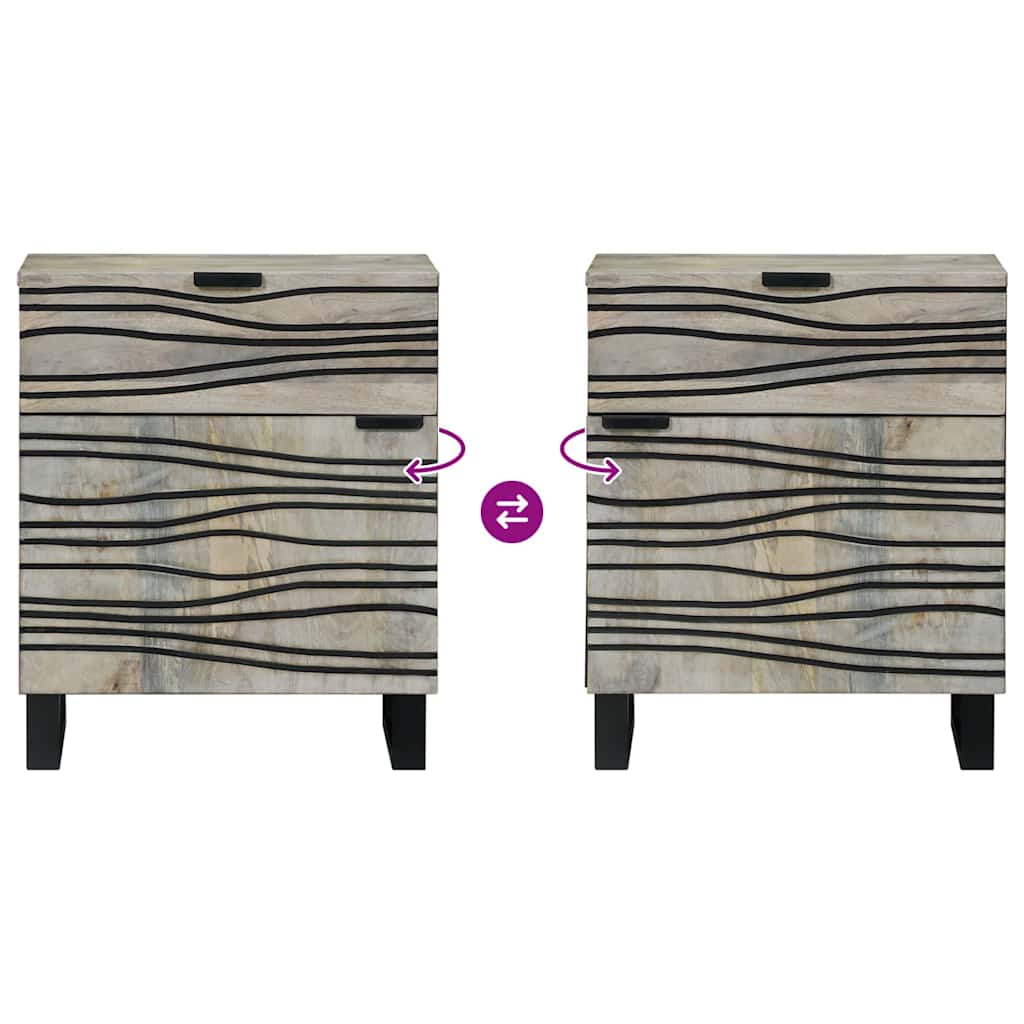 vidaXL Nachttisch Weiß und Schwarz 50 x 33 x 60 cm Massivholz Akazie