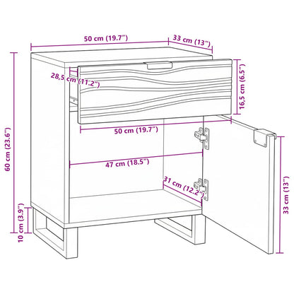 vidaXL Nachttisch Weiß und Schwarz 50 x 33 x 60 cm Massivholz Akazie