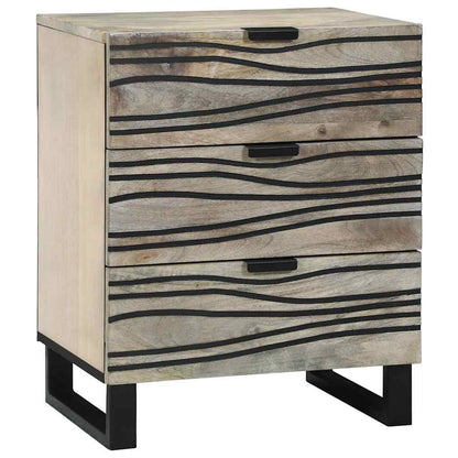 vidaXL Nachttisch Weiß und Schwarz 50 x 33 x 62 cm Massivholz Akazie