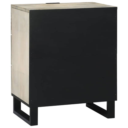 vidaXL Nachttisch Weiß und Schwarz 50 x 33 x 62 cm Massivholz Akazie