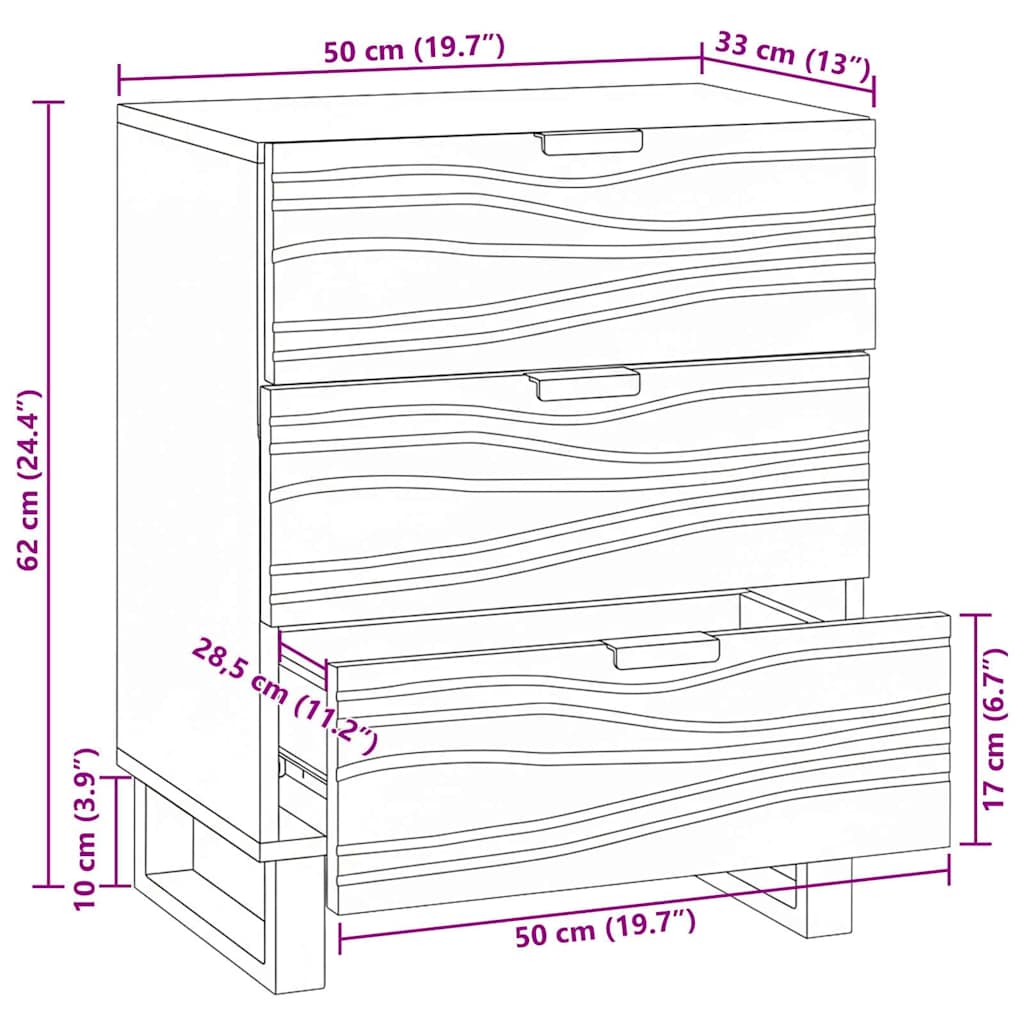 vidaXL Nachttisch Weiß und Schwarz 50 x 33 x 62 cm Massivholz Akazie