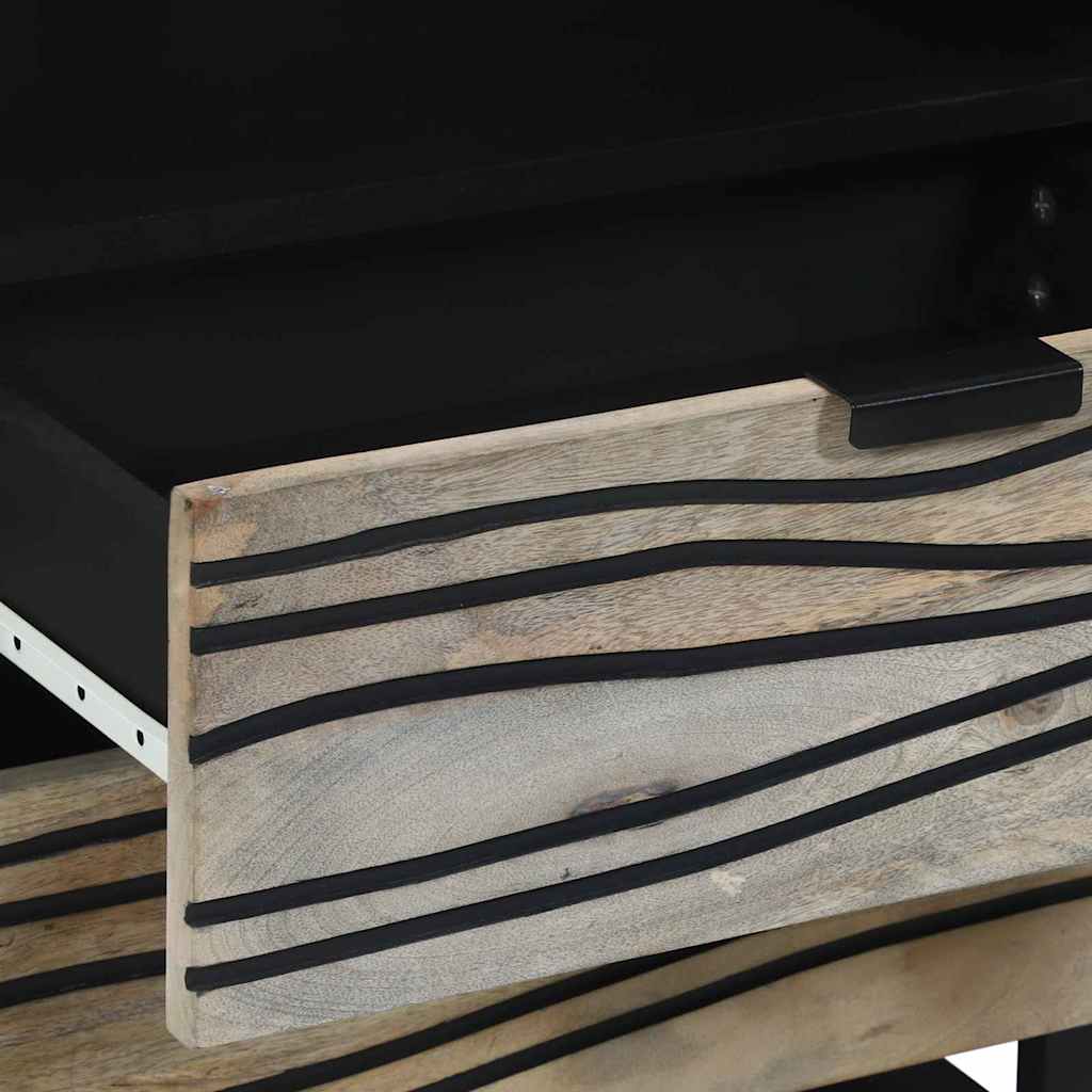vidaXL Nachttisch Weiß und Schwarz 50 x 33 x 62 cm Massivholz Akazie