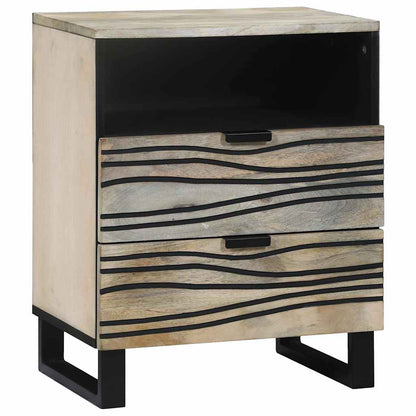 vidaXL Nachttisch Weiß und Schwarz 50 x 33 x 62 cm Massivholz Akazie