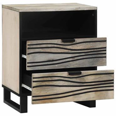 vidaXL Nachttisch Weiß und Schwarz 50 x 33 x 62 cm Massivholz Akazie