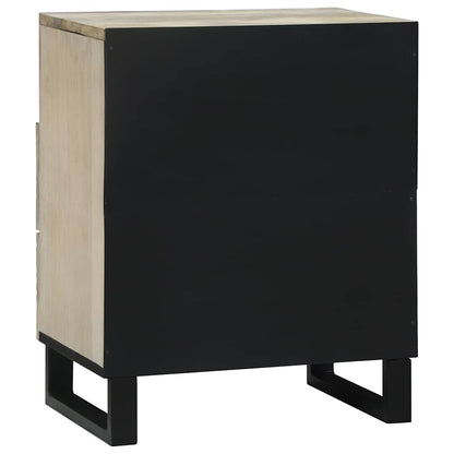 vidaXL Nachttisch Weiß und Schwarz 50 x 33 x 62 cm Massivholz Akazie