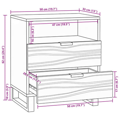 vidaXL Nachttisch Weiß und Schwarz 50 x 33 x 62 cm Massivholz Akazie