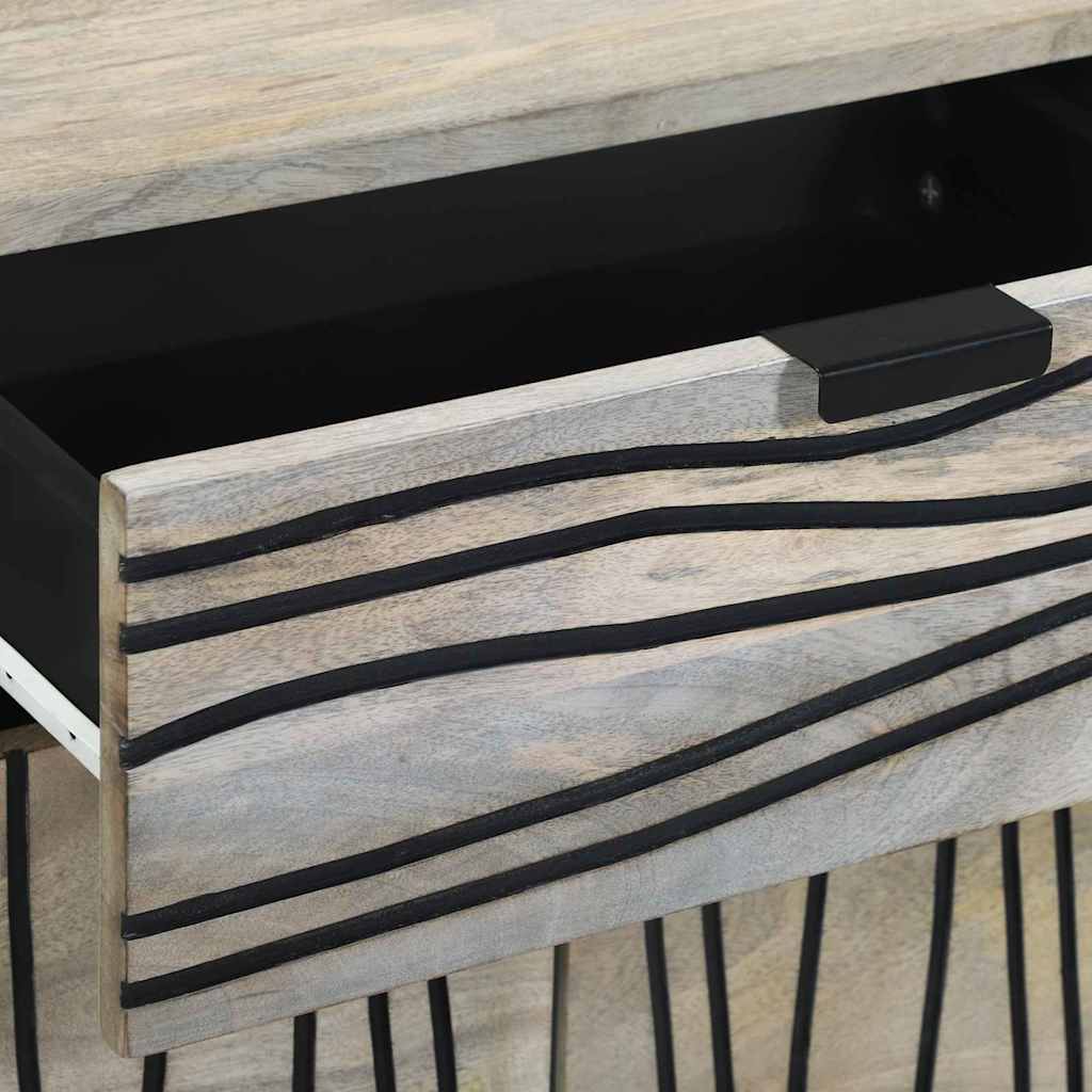 vidaXL Nachttisch Weiß und Schwarz 50 x 33 x 60 cm Massivholz Akazie