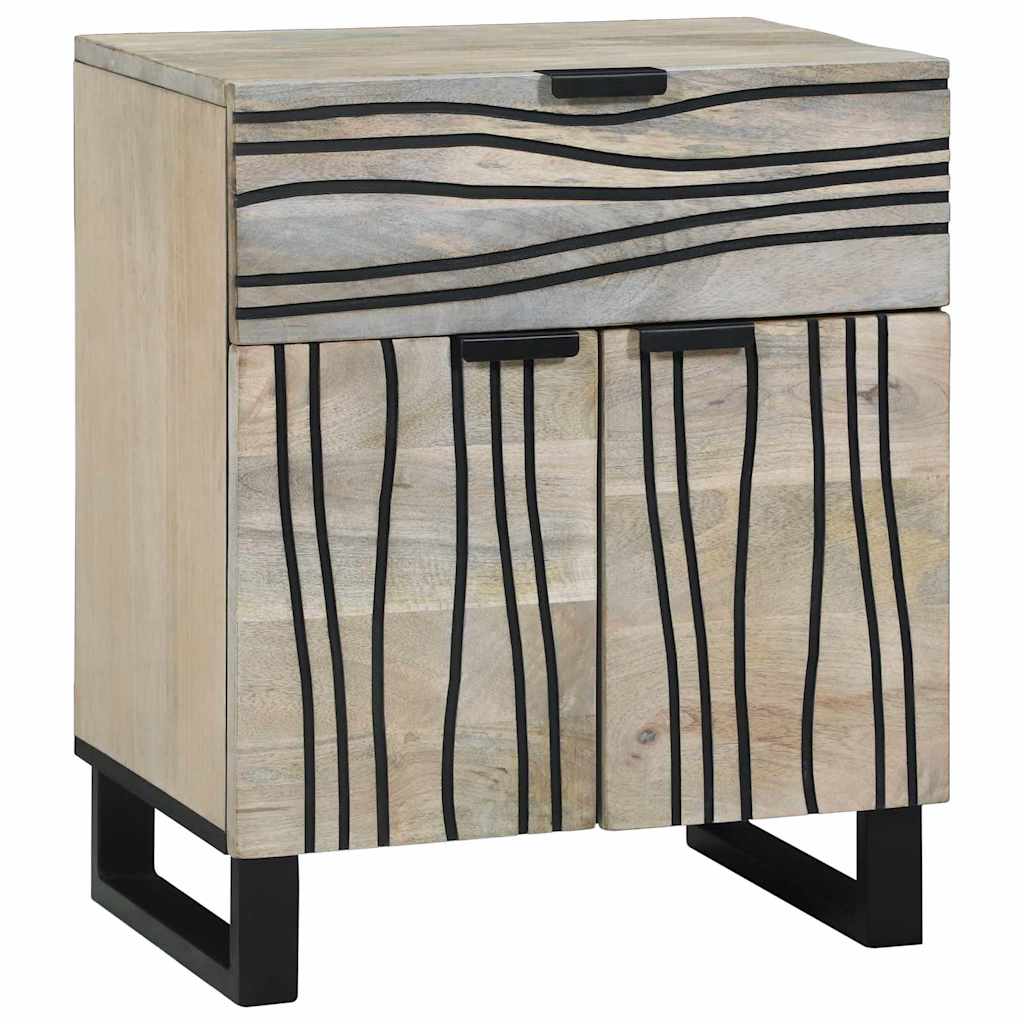 vidaXL Nachttisch Weiß und Schwarz 50 x 33 x 60 cm Massivholz Akazie