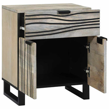 vidaXL Nachttisch Weiß und Schwarz 50 x 33 x 60 cm Massivholz Akazie