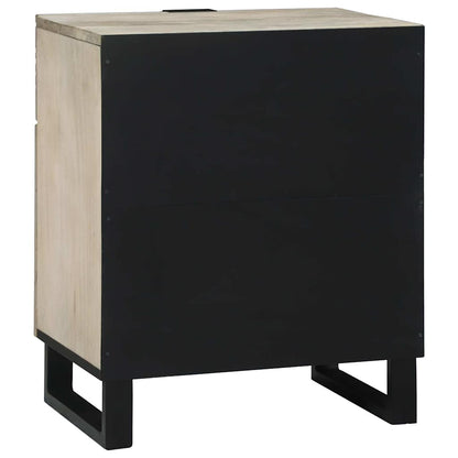 vidaXL Nachttisch Weiß und Schwarz 50 x 33 x 60 cm Massivholz Akazie
